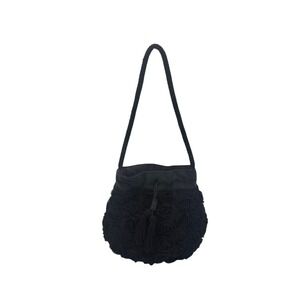 Tara Jarmon for Target Black 3D Rosette Mesh Drawstring Evening Bag Tassel Pouch